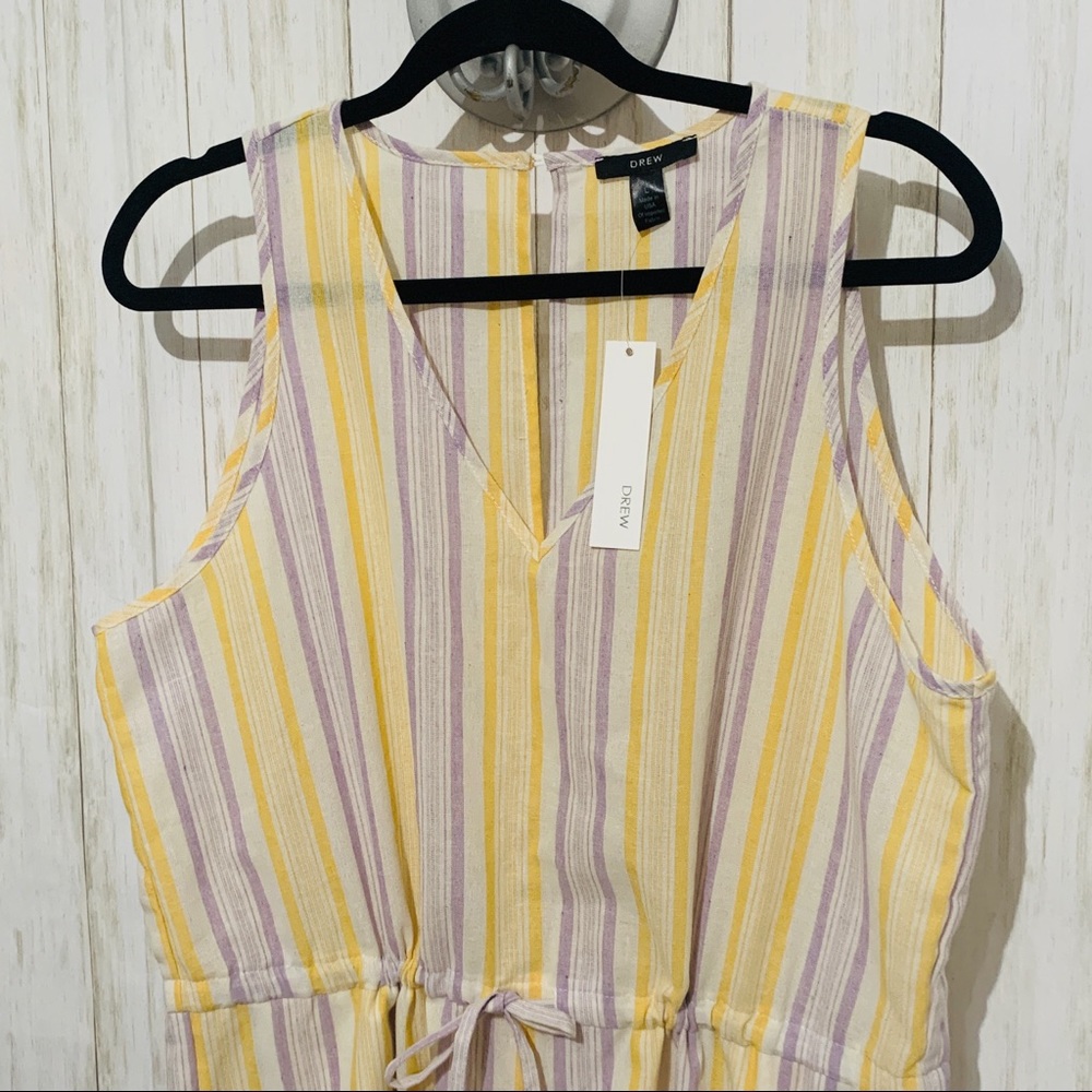 DREW by Anthropologie Linen Striped Jumpsuit Large - Picture 3 of 6